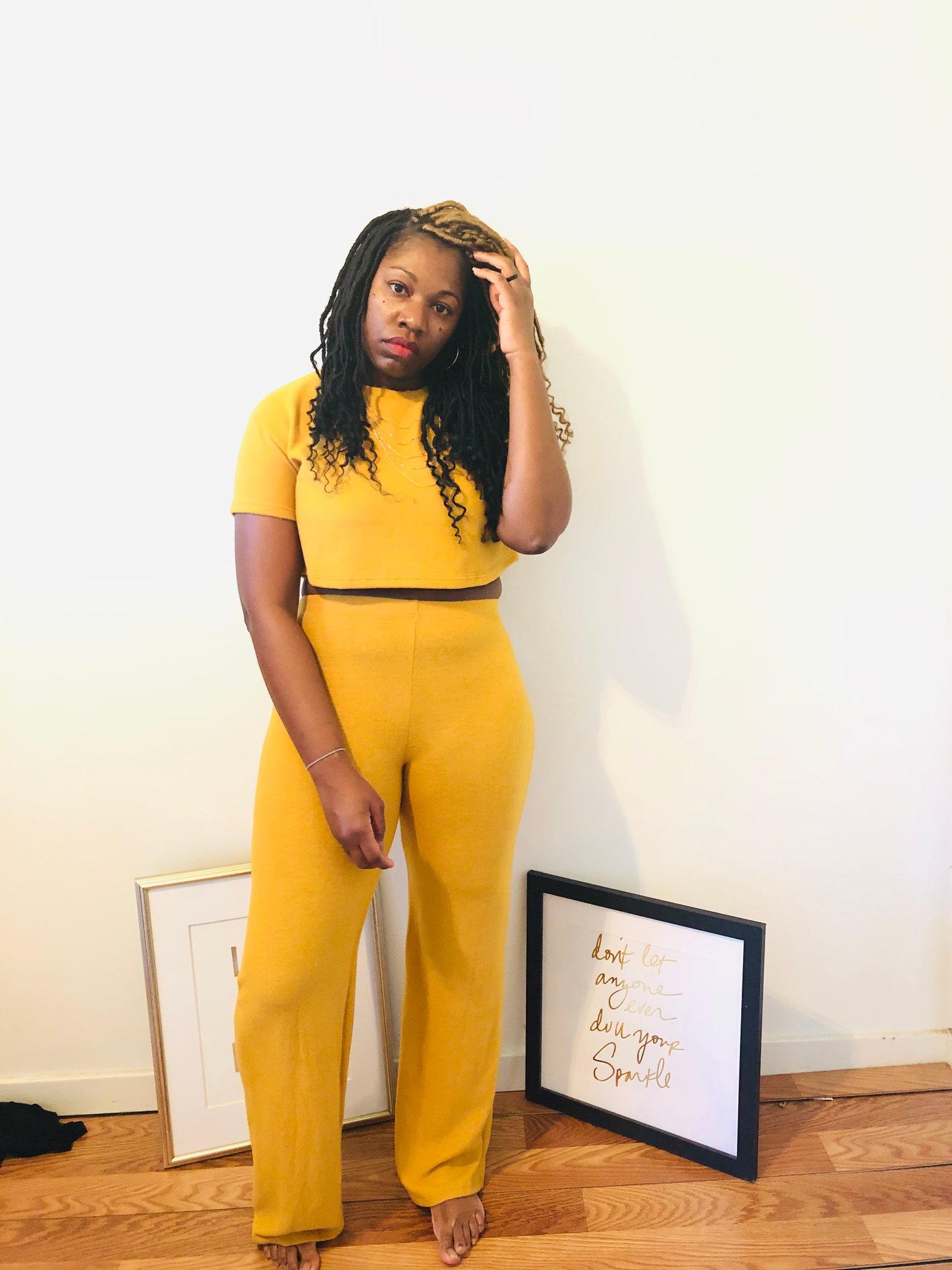 Image of Mustard Crop Top Set