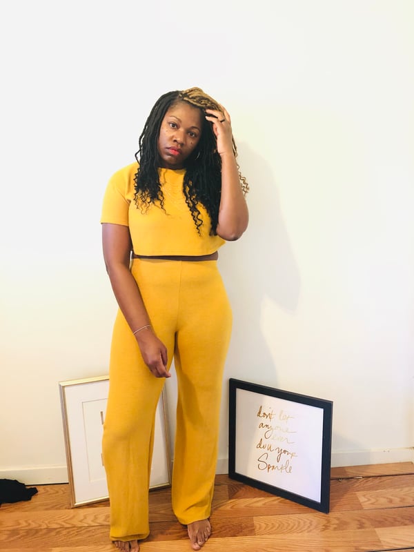 Image of Mustard Crop Top Set