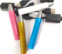 Custom Handmade Holographic Glitter Bling Vape Pen & Charger: White Opal, Pink, Blue, or Gold