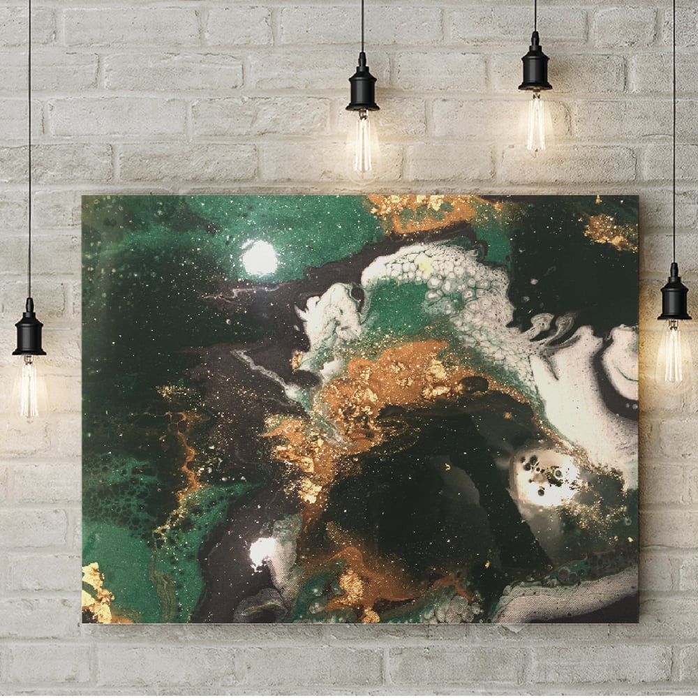 Image of Green & Gold Foil Resin Pour