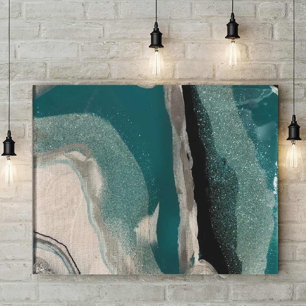 Image of 2 Piece Teal Geode Inspired Canvas Set 