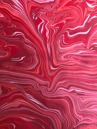 Image 2 of Marbled paper #78 'Red Plume Agate' marbled paper 