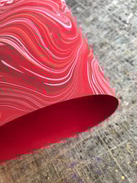 Image 4 of Marbled paper #78 'Red Plume Agate' marbled paper