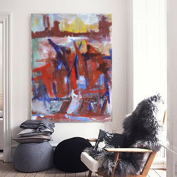 Image of 1970's, Large French Abstract Painting