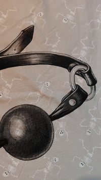 Image 2 of ball gag pillowcase pair - skeletons print