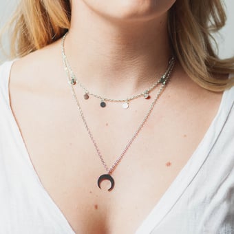 Image of CRESCENT HORN DOUBLE LAYER NECKLACE