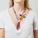 Image of COLORFUL BEADED FEATHER NECKLACE