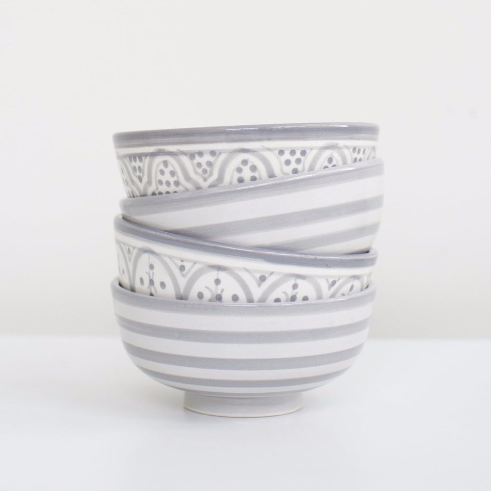 Image of MOROCCAN CERAMIC SOUP BOWLS - GREY