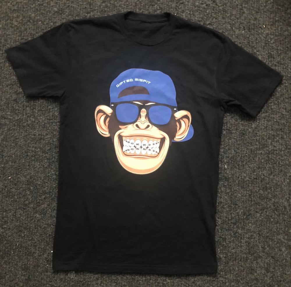 Image of Black & blue GIFTED MISFIT logo tee