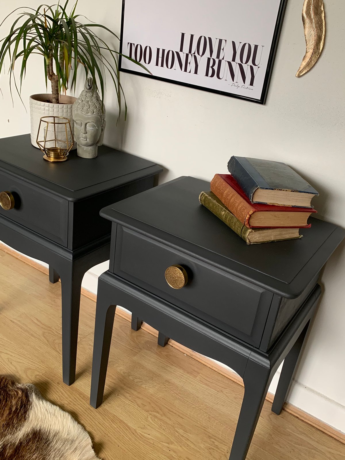 A Pair Of Dark Grey Stag Bedside Tables | Ethan And Grace's Designs