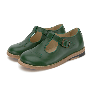 Image of DOTTIE T-BAR SHOE PEA GREEN LEATHER | CHILD