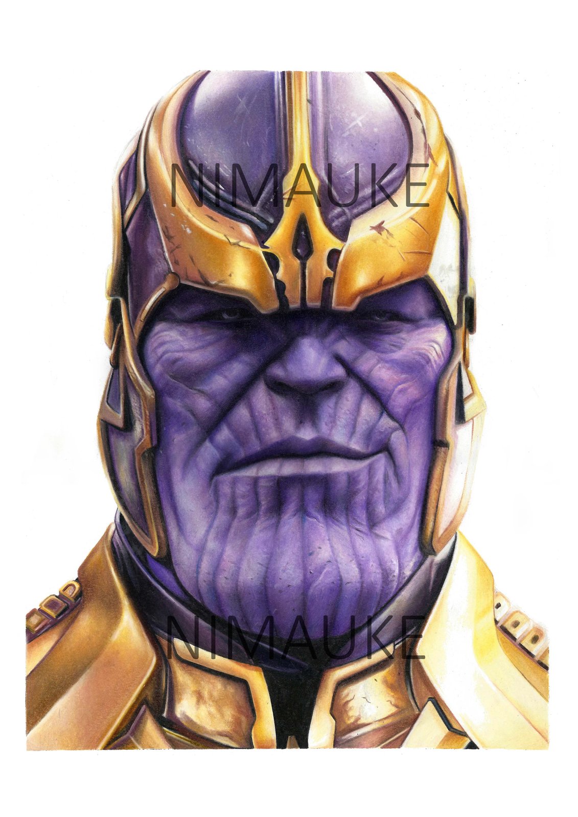 Thanos Avengers Infinity War Pencil Drawing - 2018 Signed by Mike DeCarlo