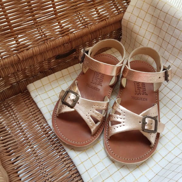 Image of PEARL SANDAL ROSE GOLD LEATHER | CHILD