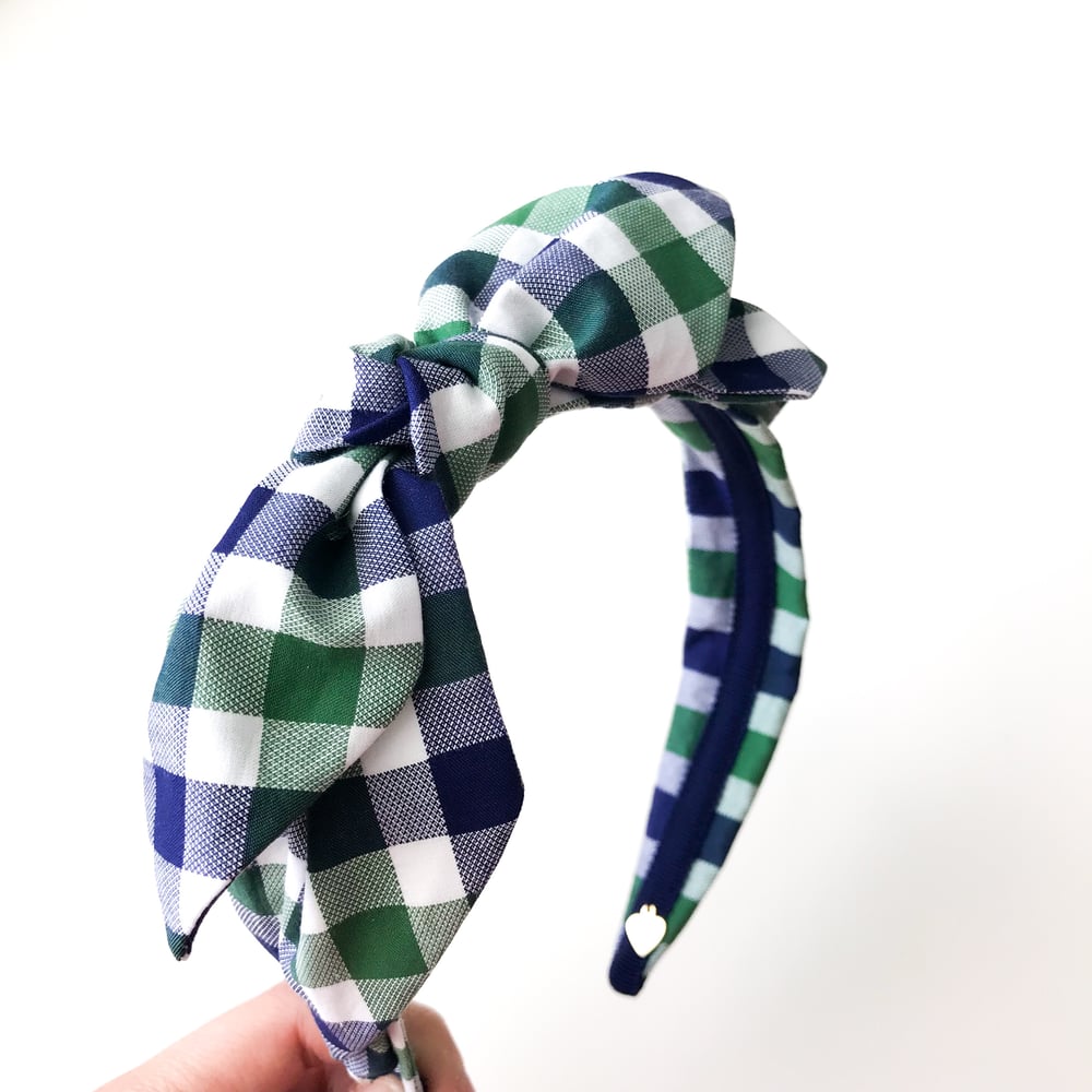 Image of CHECKED DOUBLE LAYER BOW HEADBAND 