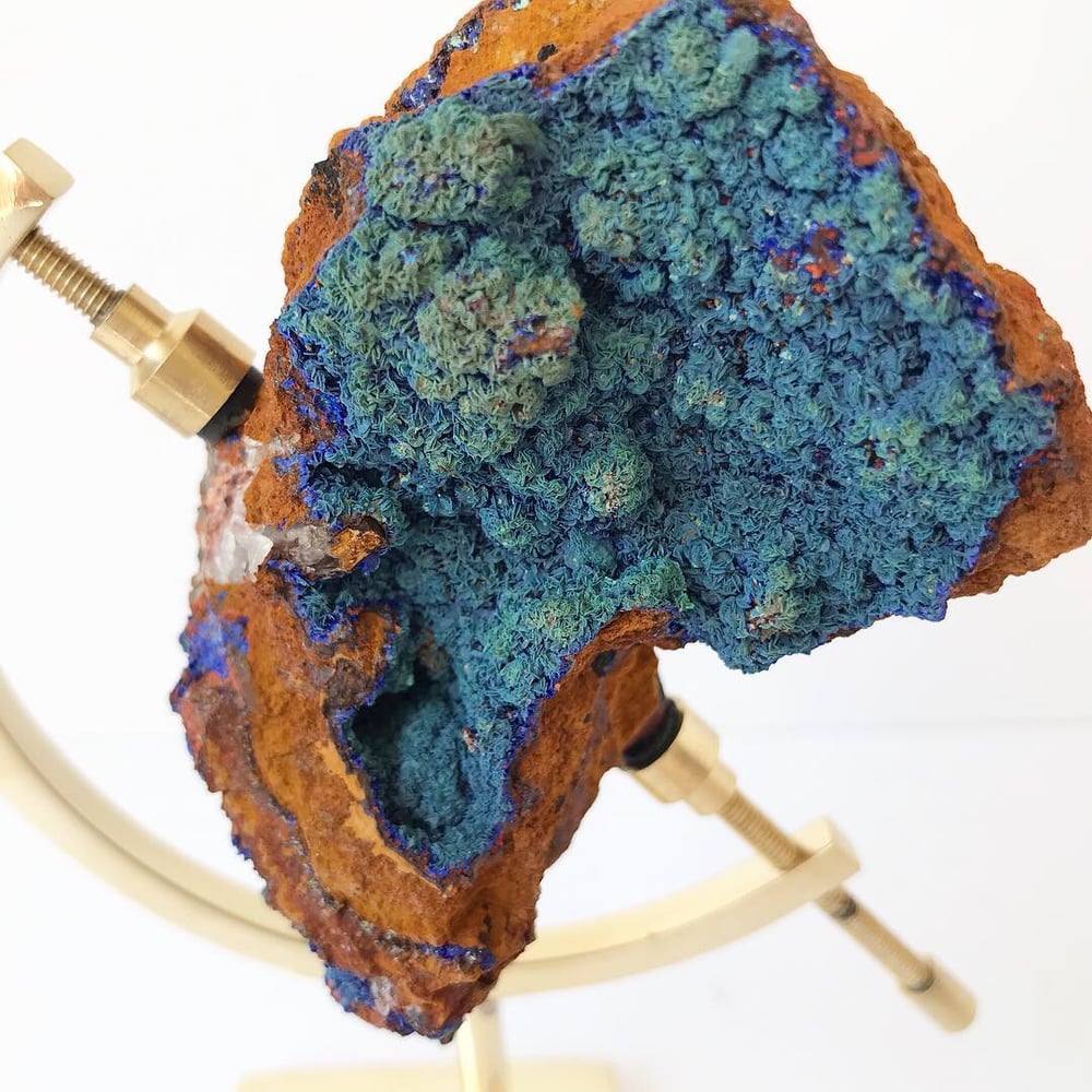 Image of Azurite/Malachite no.142 + Brass Arc Pairing