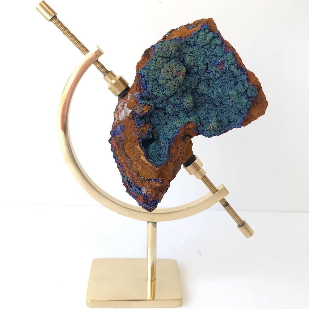 Image of Azurite/Malachite no.142 + Brass Arc Pairing