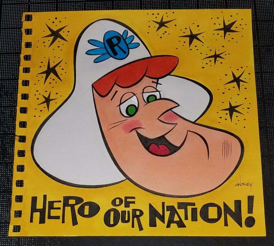 Image of ROGER RAMJET 8x8 SKETCHBOOK ORIGINAL ART! HERO OF OUR NATION!