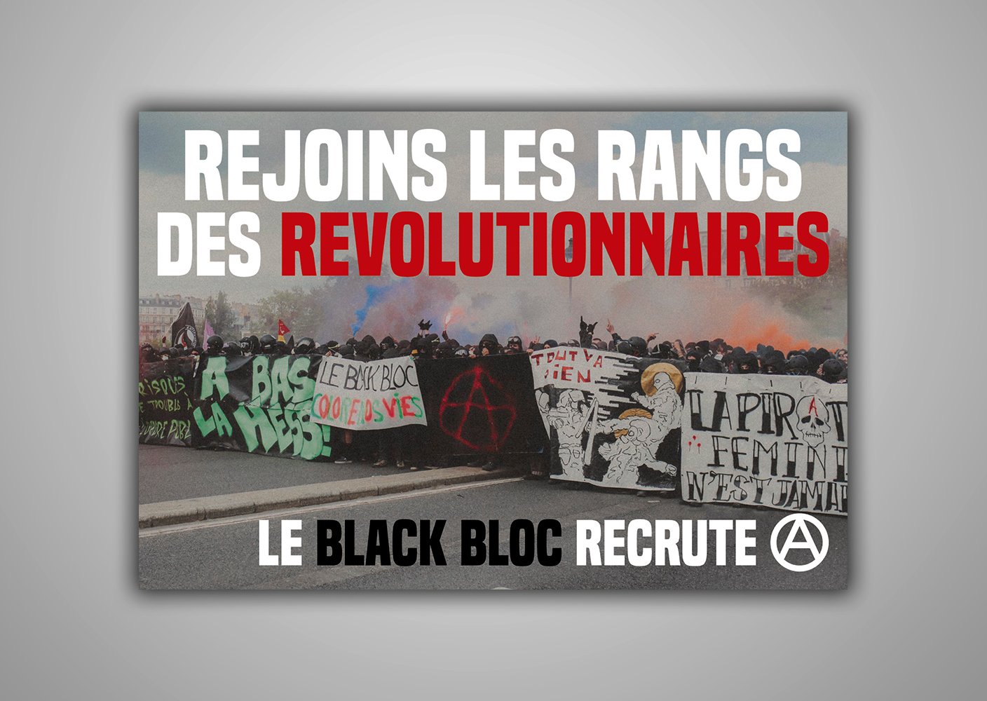 Image of 100 Autocollants "REJOINS LES RANGS DES REVOLUTIONNAIRES LE BLACK BLOC RECRUTE"