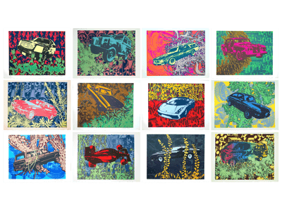 Image of Box Set of 12 Automotive Silkscreen Prints (15in x 11in)