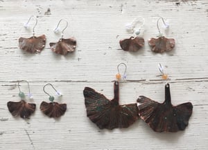 Image of Large Copper Ginkgo Dangle Earring 