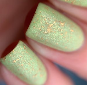 Image of Step in Time - light green crelly with gold shimmer and gold metallic flakes