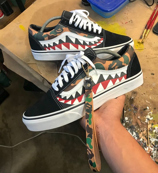 Image of $harkteeth Bape Camo Vans Custom