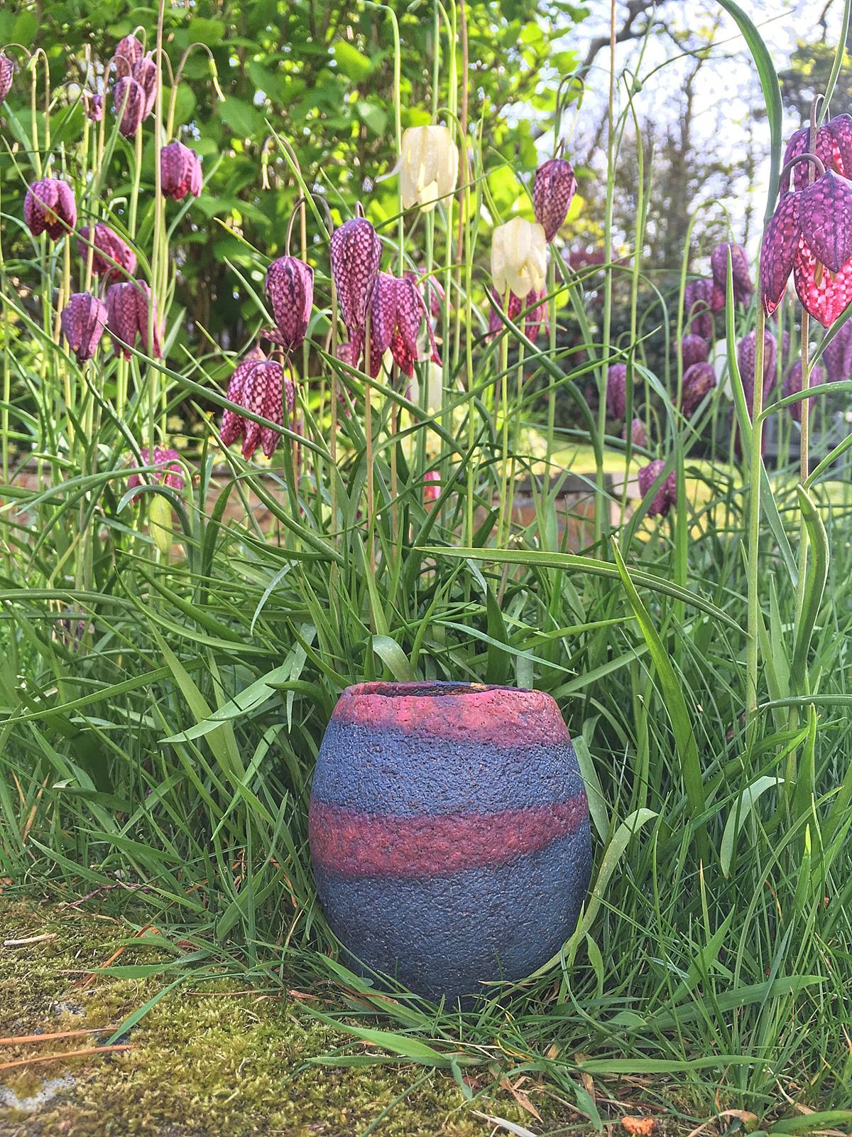 Image of Vase; Banded Cobalt 