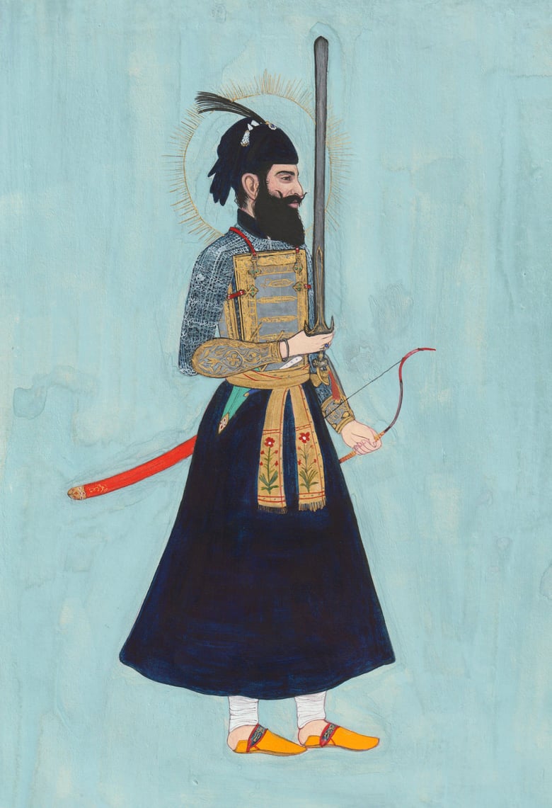 Image of Fine Art Print - Dasam Patshah in Battle Outfit - Second Edition - A4