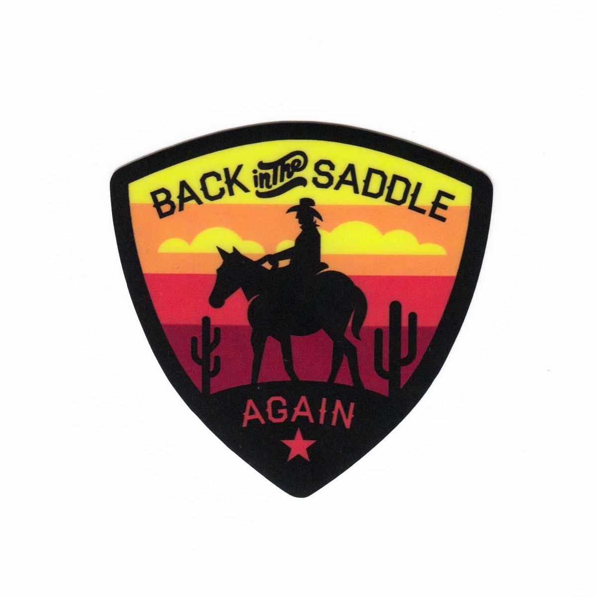 Image of Back in the Saddle Again Sticker