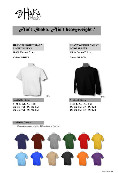 Plain SHAKA Heavy Short Sleeve T-shirts - 6 pieces