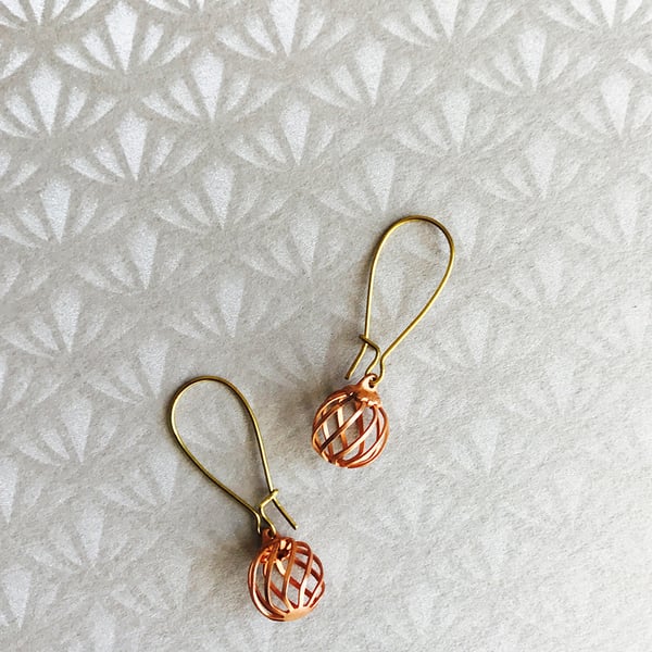 Image of Vintage Copper Cage Earrings