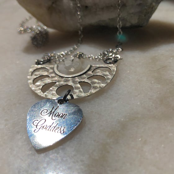 Image of Moon Goddess/Moon Cycle Necklace with Moonstone
