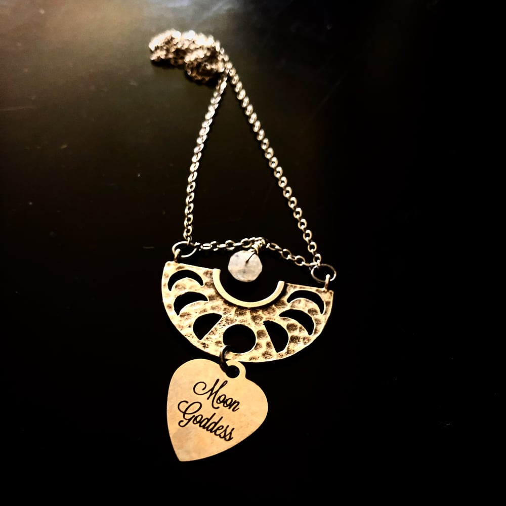 Image of Moon Goddess/Moon Cycle Necklace with Moonstone 