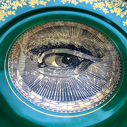 Image of Lover's eye Gold - Vintage Bohemian Porcelain Plate - #0667 Unique Piece