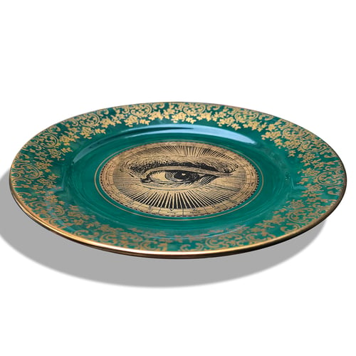 Image of Lover's eye Gold - Vintage Bohemian Porcelain Plate - #0667 Unique Piece