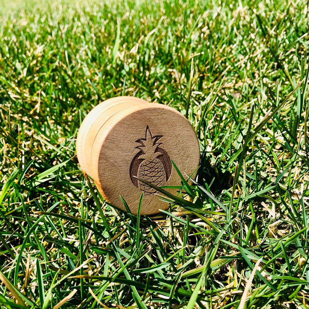 Image of Large 3-Part Natural Wood Engraved Grinder