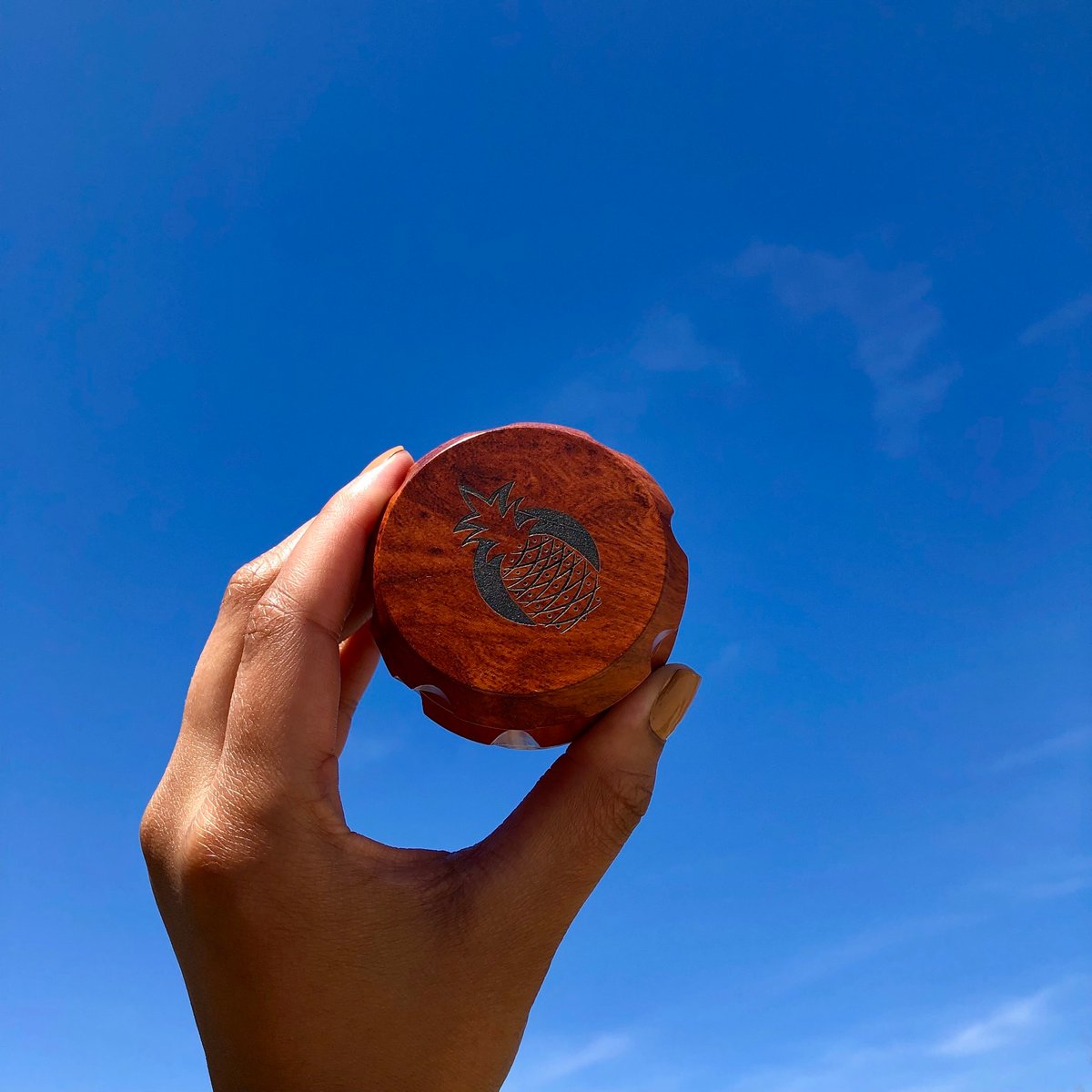 Image of Large 4-Part Cherry Wood Engraved Grinder