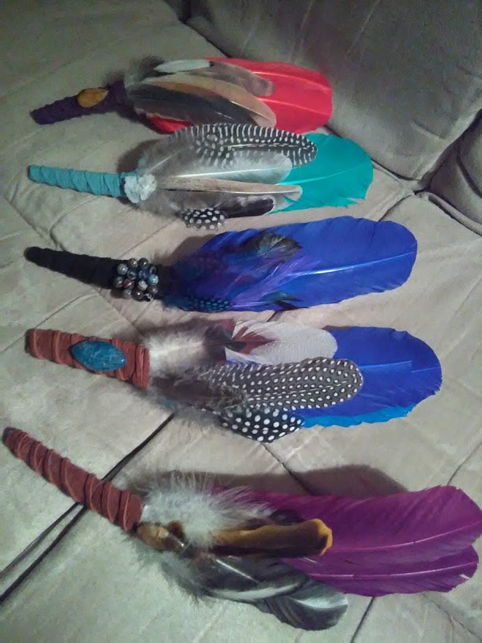 Image of CUSTOM SMUDGE FEATHERS CHOOSE COLOR AND ACCENT COLORS FOR YOUR OWN UNIQUE FEATHER WAND