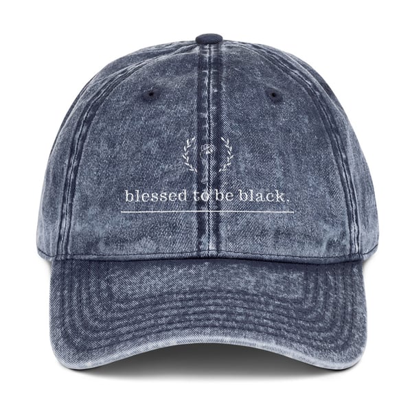 Image of Navy Vintage "Blessed" Dad Hat