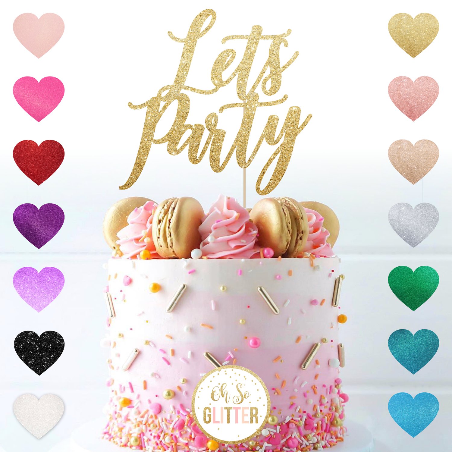 Image of Lets Party - Glitter Cake Topper