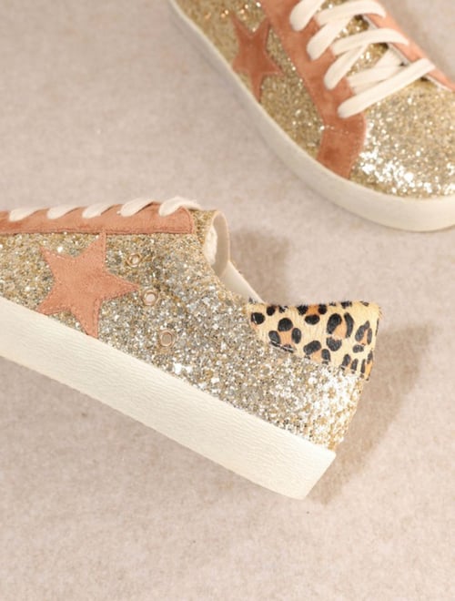 Image of Gold & Leopard Tennis Shoes p