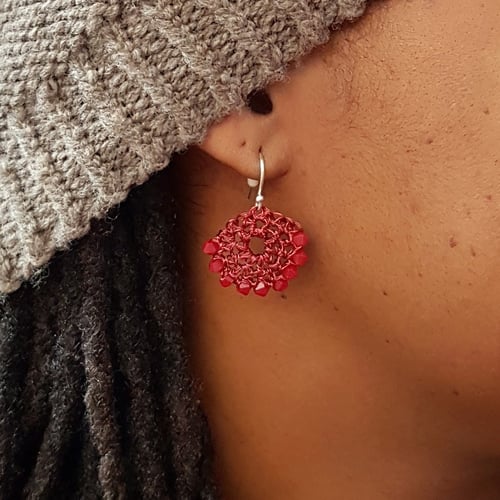 Image of CRESCENT  EARRINGS - Matt Red Coral