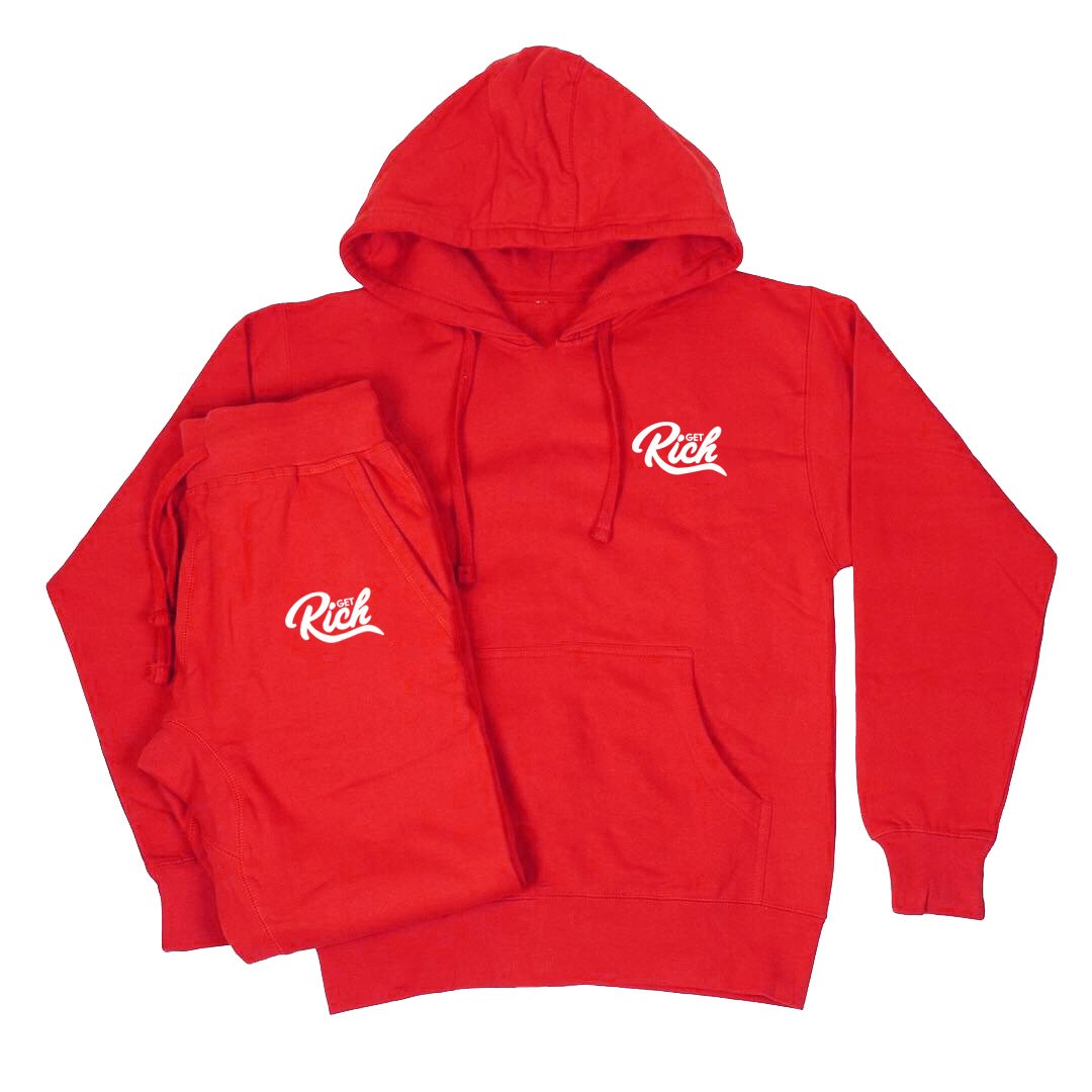 red sweatsuit set