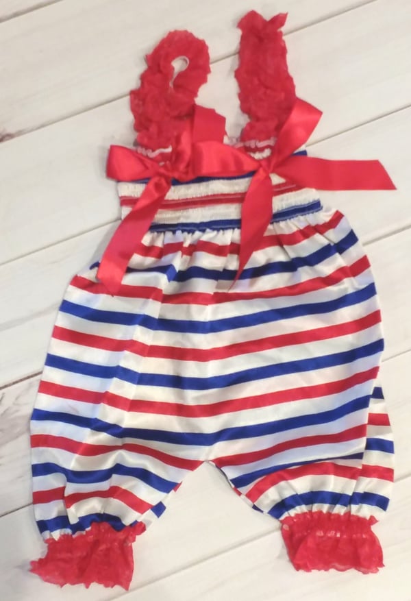 Image of ROCK BOTTOM BLOWOUT SALE 4th of July Striped Bubble Romper 