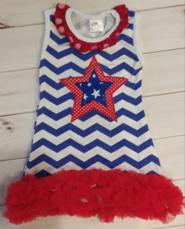 Image of ROCK BOTTOM BLOWOUT SALE 4th of July Star Dress- Sizes 12m-6t