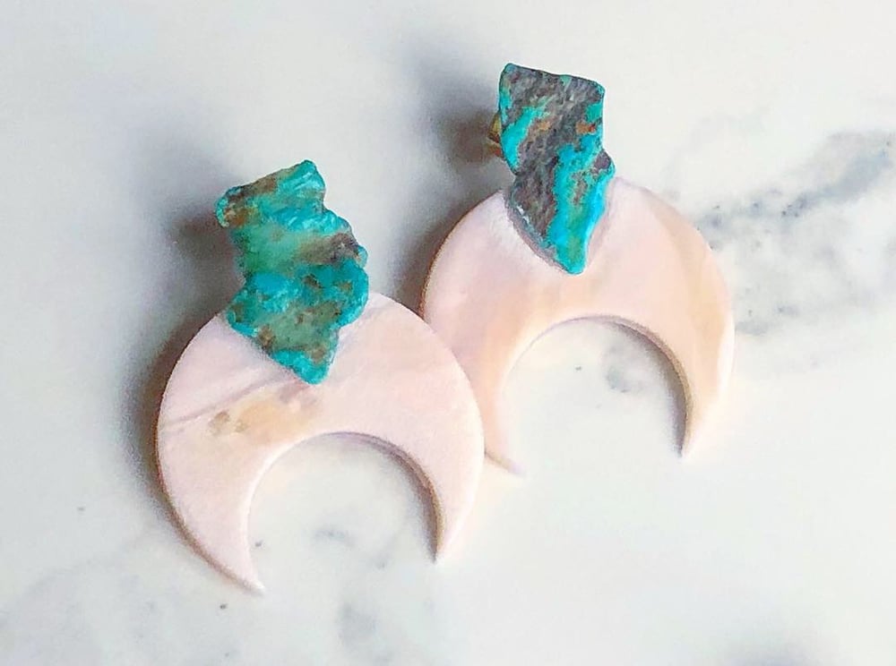 Image of rose marbled clay + turquoise