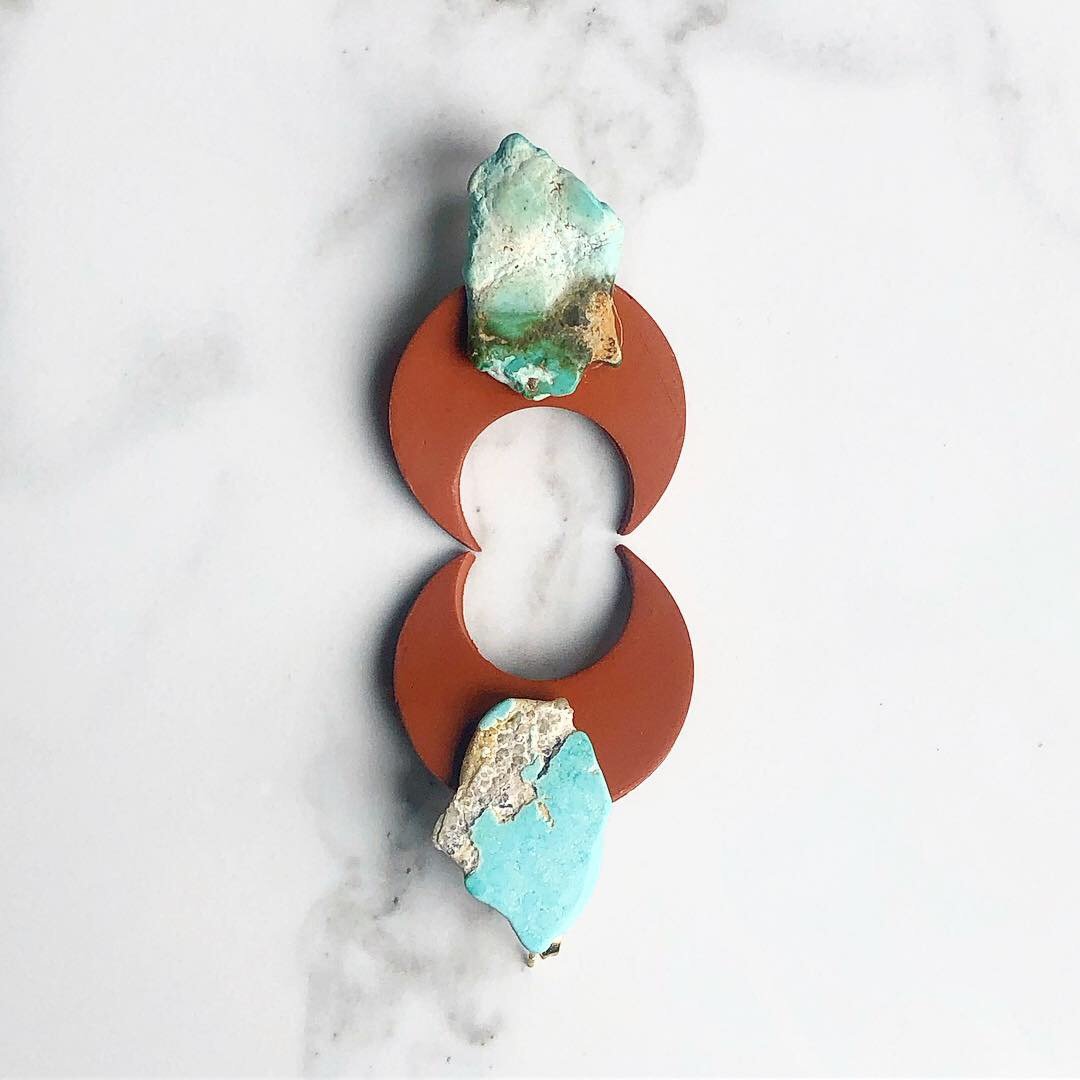 Image of terracotta clay + raw turquoise