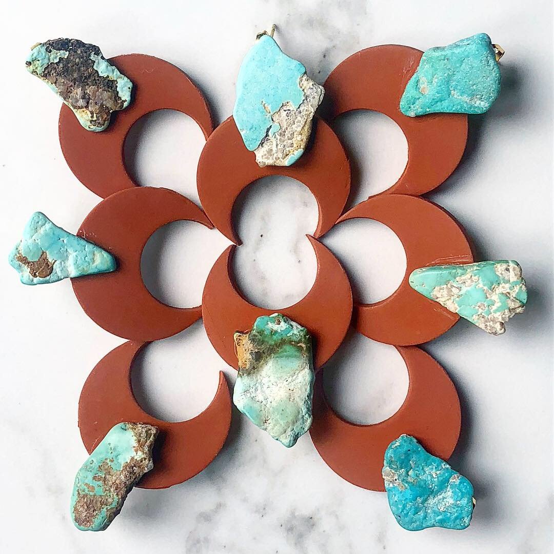 Image of terracotta clay + raw turquoise