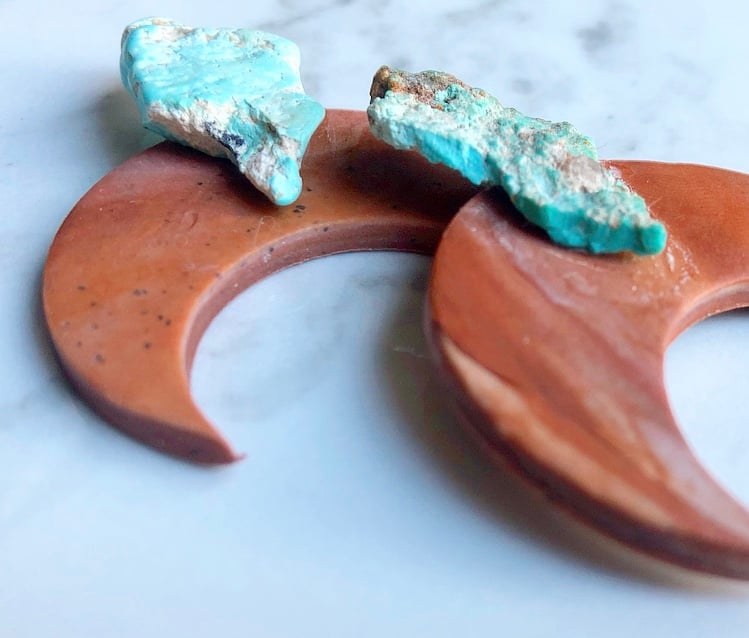Image of mars-marbled clay + tangerine quartz, turquoise or jasper