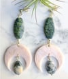 rose marbled clay + green jasper + rhodonite